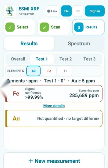 One position at a time. Tap Test 1 to see only the first position, at 0°.